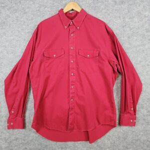 Wrangler Men's Shirt X-Long Tails Size 17.5-36 (XL) Red 100% Cotton‎ Button Down